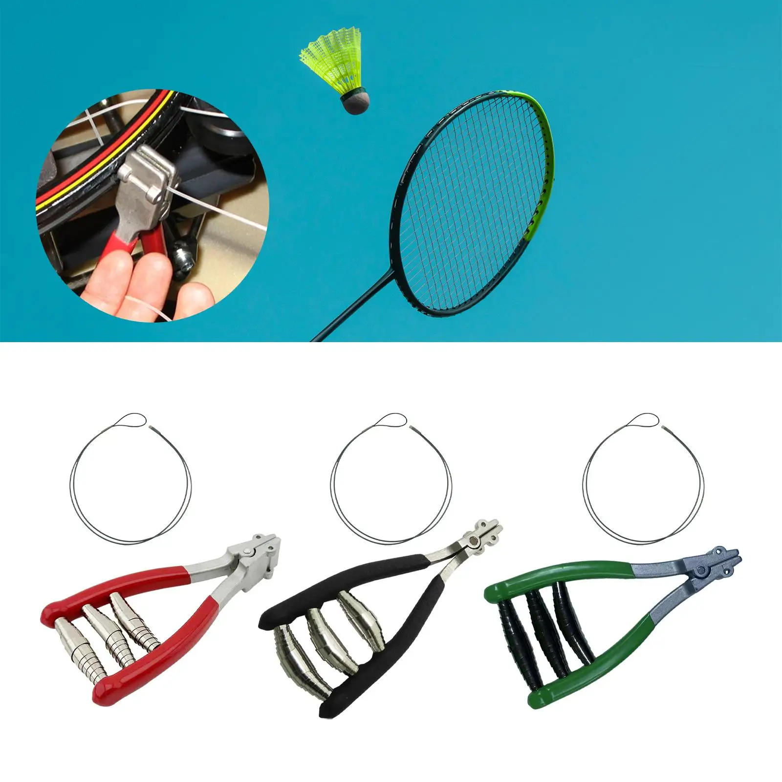 Starting Clamp Stringing Clamp Manual 3 Spring Tennis Equipment Stringing Tool for Tennis Racquet Badminton Squash Accessories