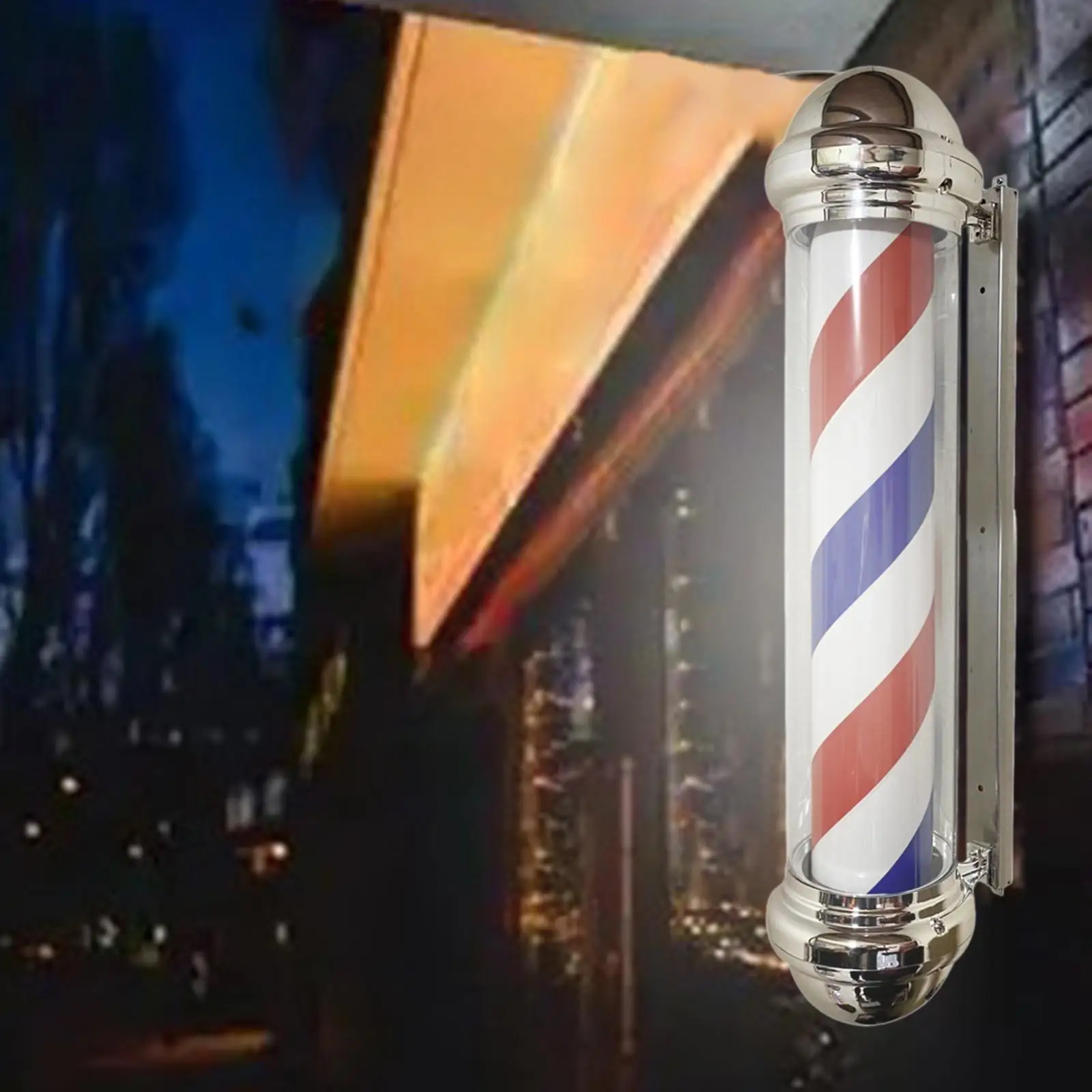 Barber Pole Light Rotating Hair Salon Shop Sign Stripe Barber Pole Stand Lamp Windproof Lighting Rainproof LED Lights for Indoor