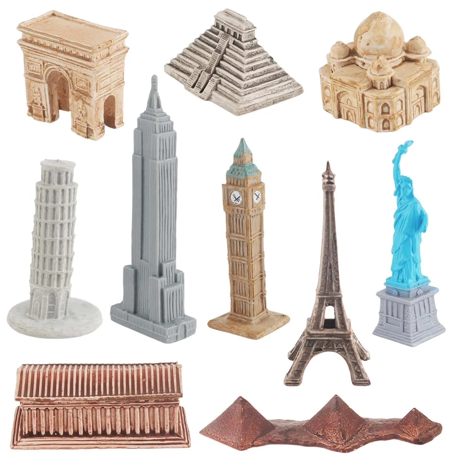 10Pcs Landmark Buildings Miniature Model Mini Simulate Building Statue for