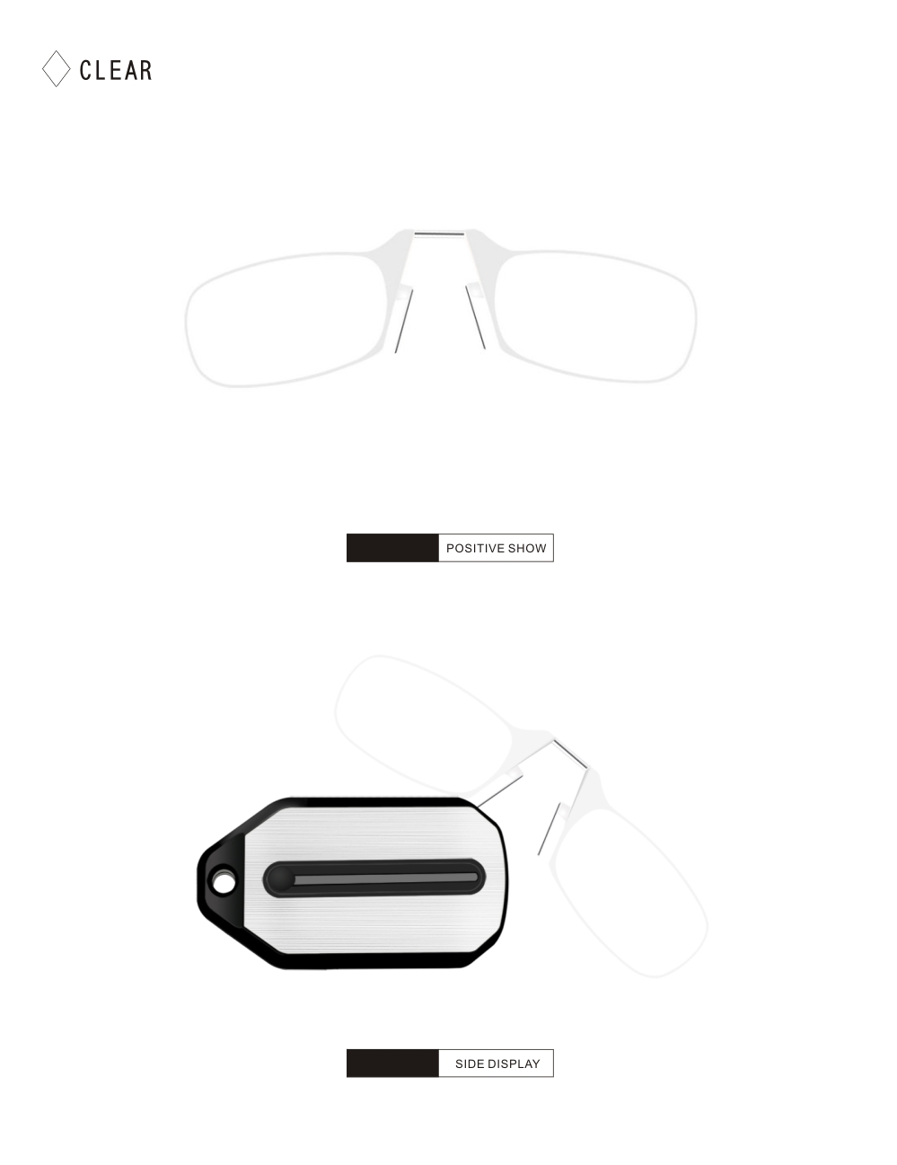 Clip Nose Reading Glasses for Men Eyeglasses Without Temples Eyeglasses for Women Fashion Magnifying Glasses Clear Frame Black