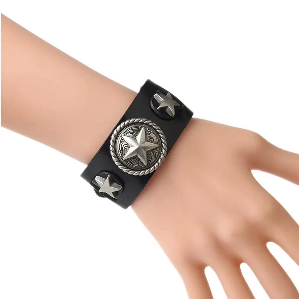 Vintage Wristband Women Belt Style PU Leather Wide  Bangle Bracelet