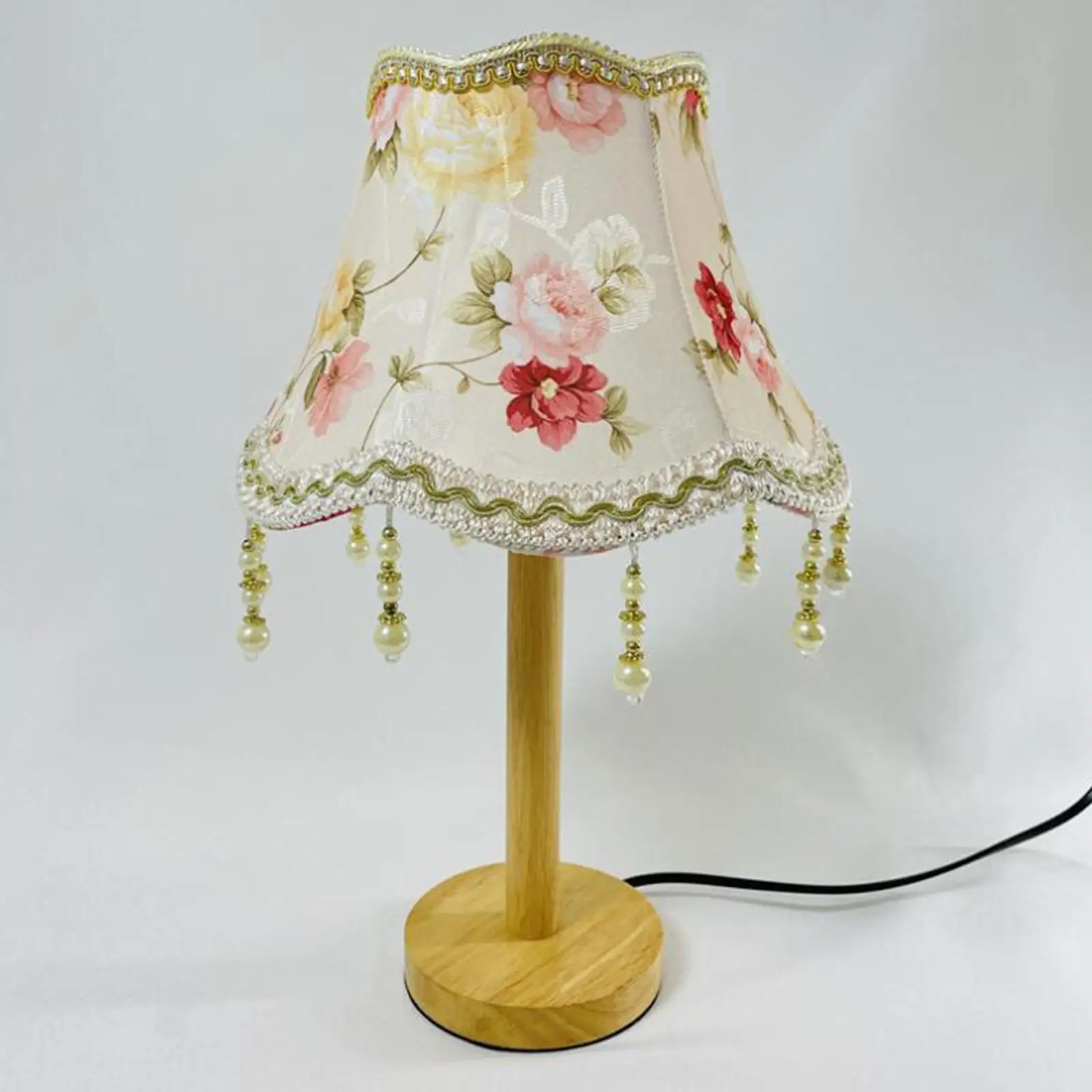 Fabric Lampshade E27 Base Fringe Lamp Shade Replacement Cloth Lampshade with Beads for Home Living Room Restaurant