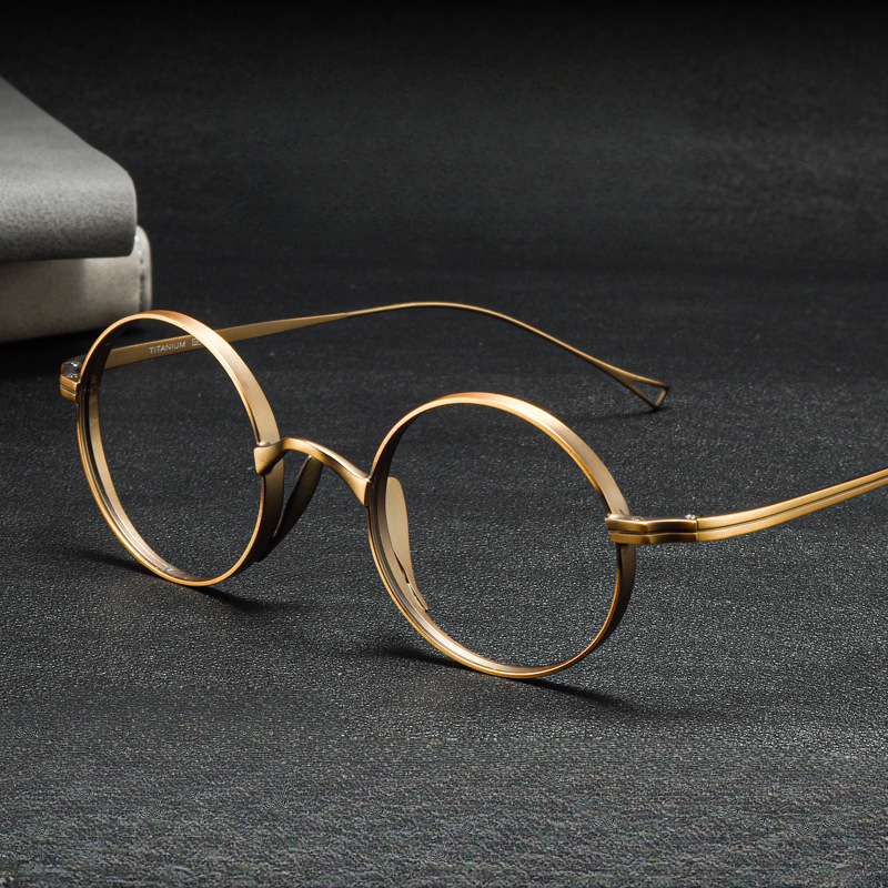 Japanische Reine Titan Brille Rahmen Handgemachte Retro Oval Runde Männer Brillen Frauen Myopie Lesen Brillen Rahmen – Detail 1