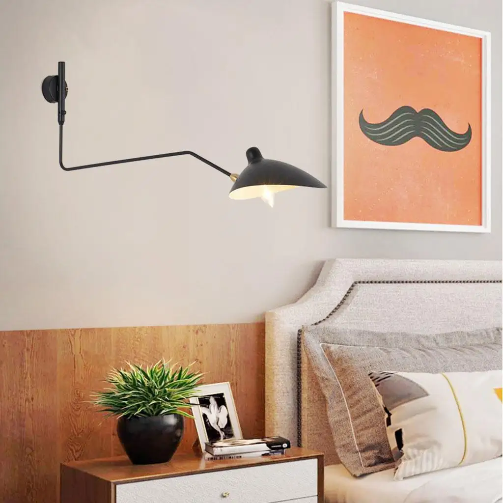 Modern Reading Lamp Wall  Adjustable Long Arm Rocker Arm   Industrial for Hallway House Dining Room Corridor Living Room