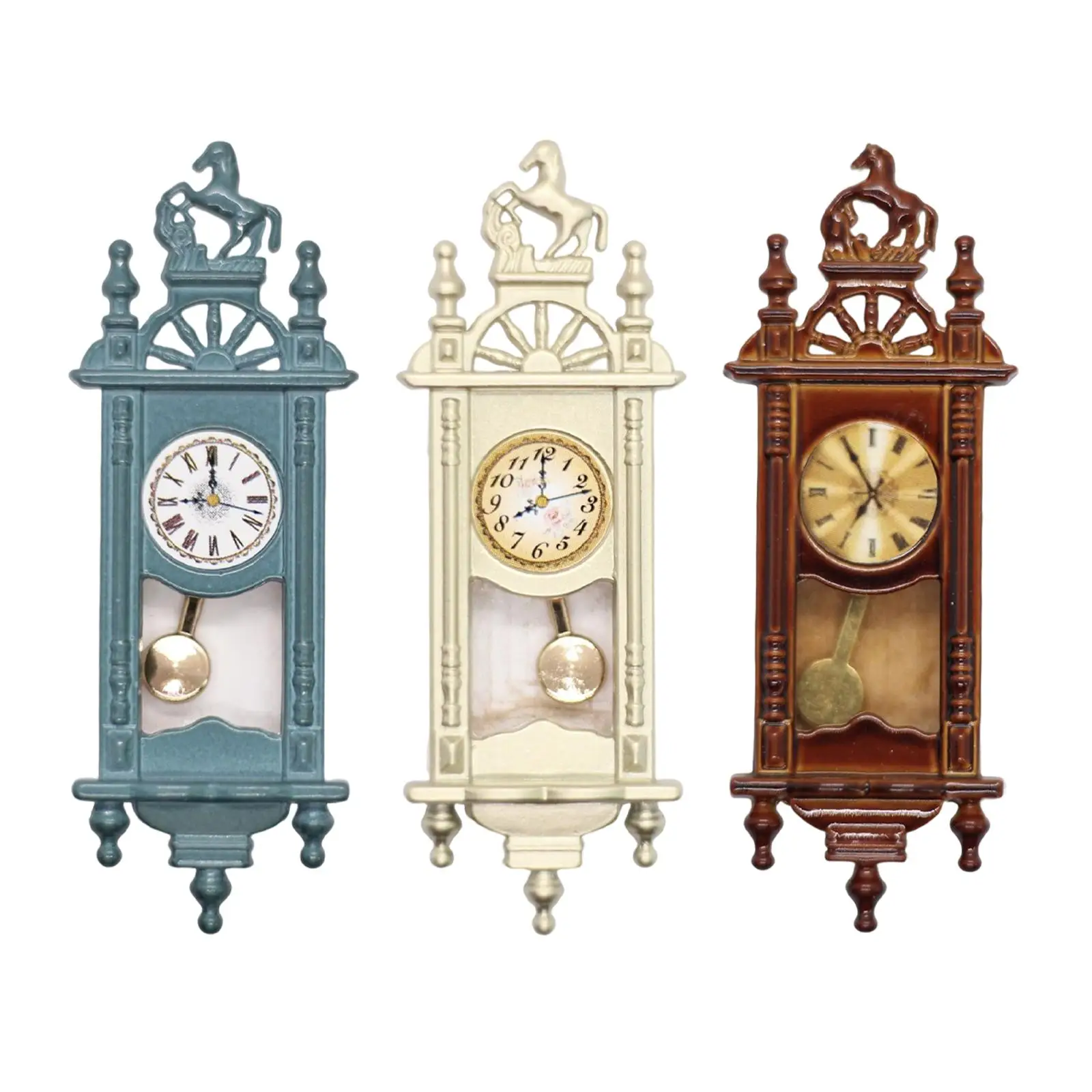1/12 Dollhouse Wall Clock Antique Clock Minaiture Model Wooden Frame Clock