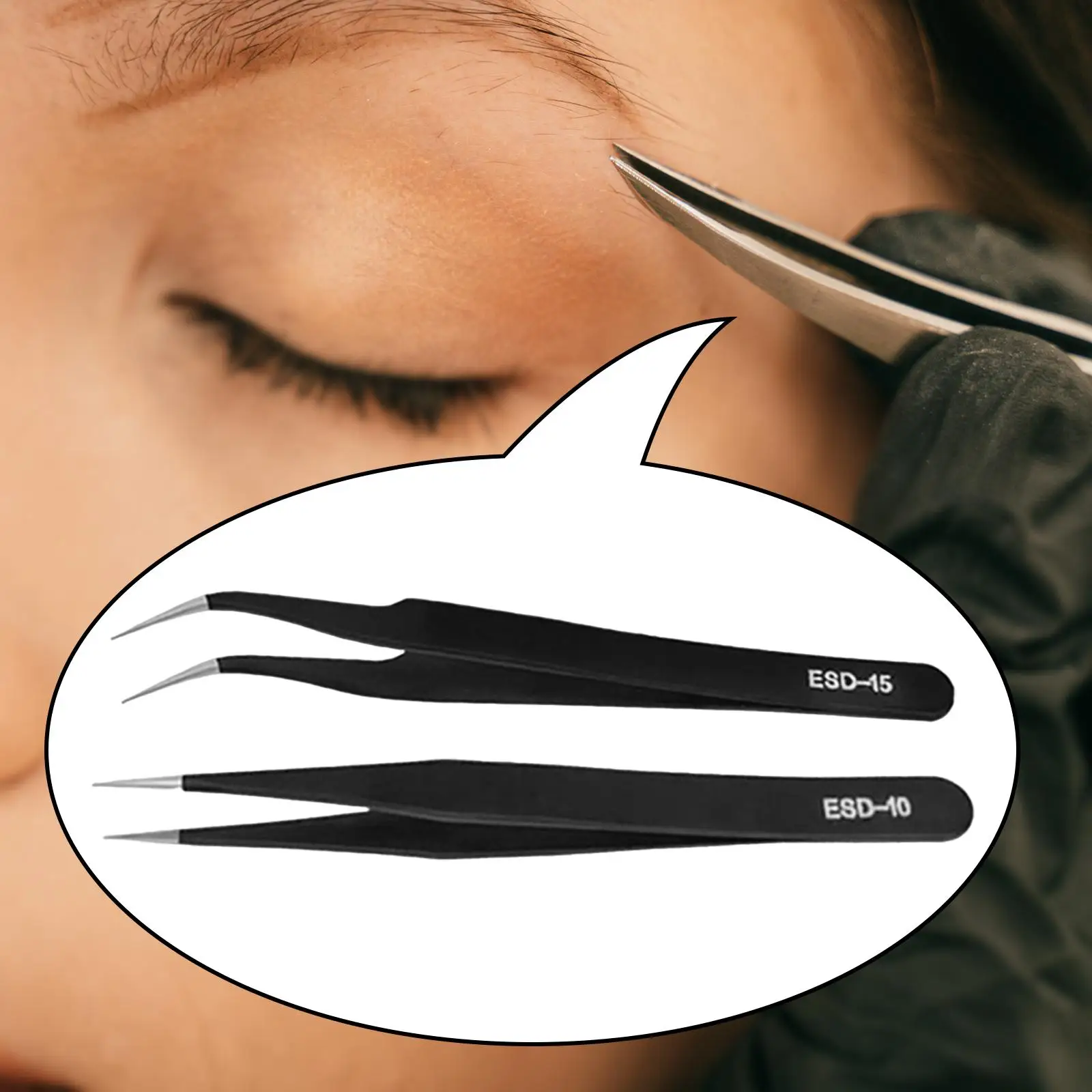 Stainless Steel Eyelash Tweezers Multipurpose for Nail Art Electionics