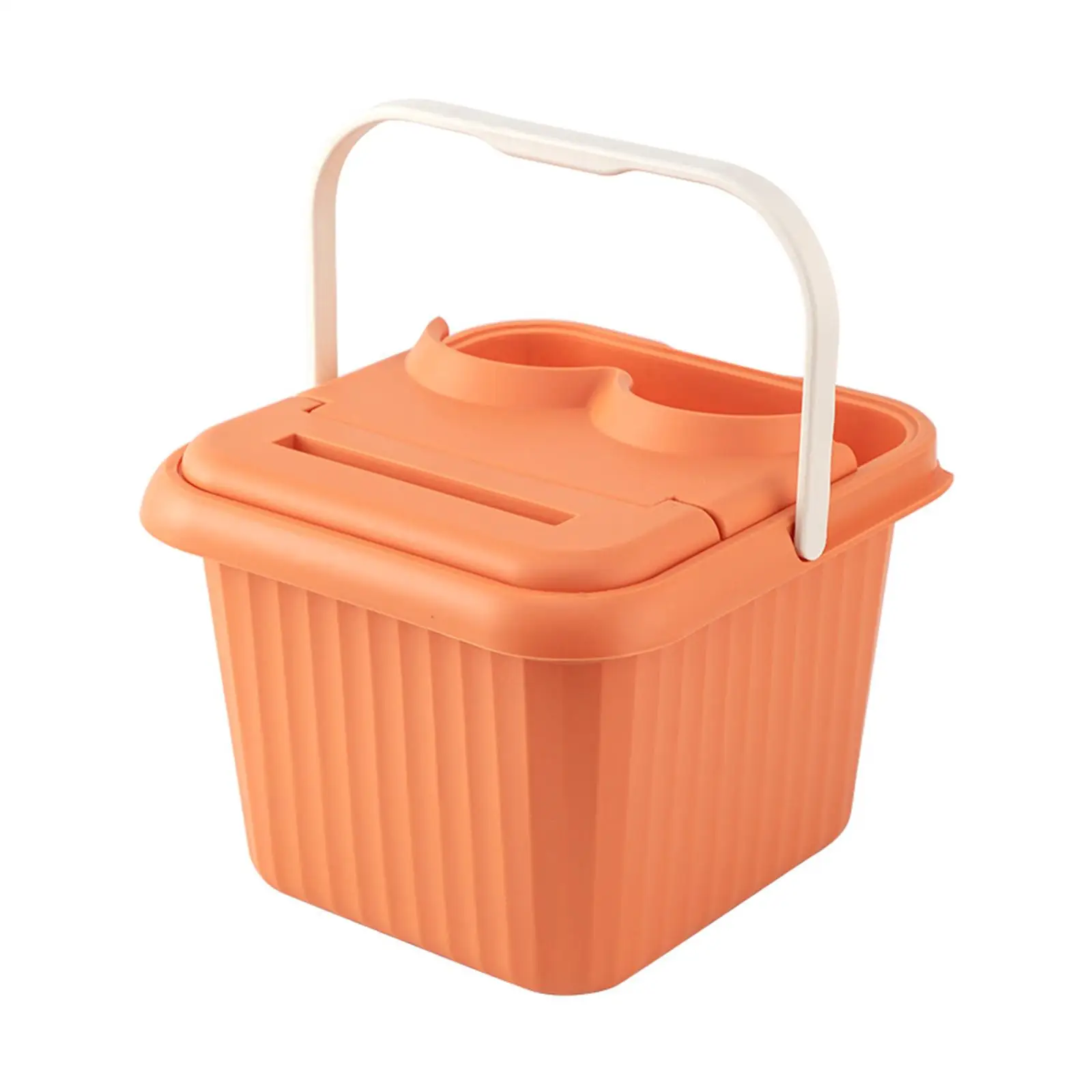 Foot Bath Basin with Handle Lid Thickened 23.5cm Height Portable Foot Soaking Tub for Cleaning Travel Hotel Household Camping