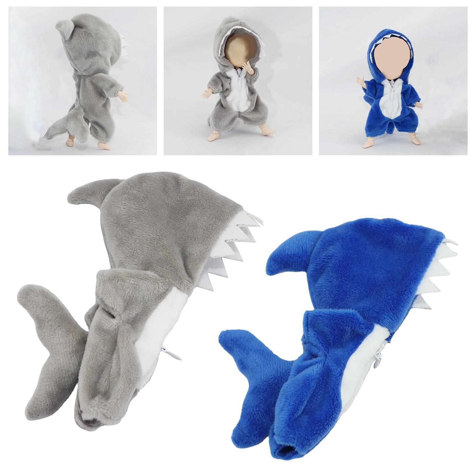 Shark Animal Monster Doll Clothes Shark Jumpsuit Cosplay Costume for 1:12 Baby Doll Accessories