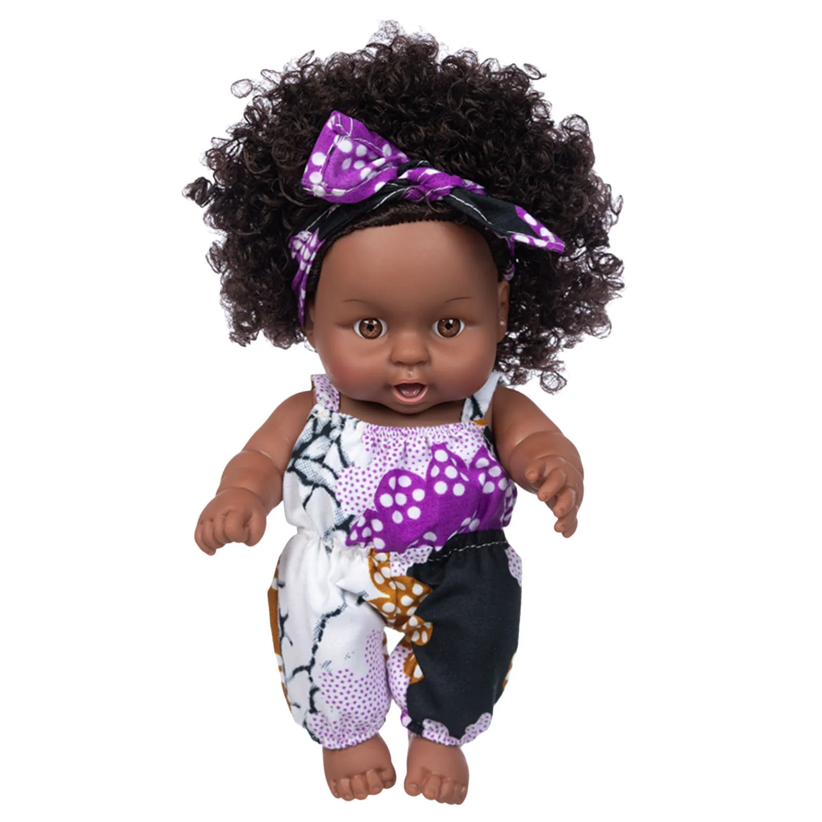 African Black Baby Toy Realistic Brown Eyes And Soft Black Skin Simulation Cartoon Doll Cute Mini Boy Girl Child Gift