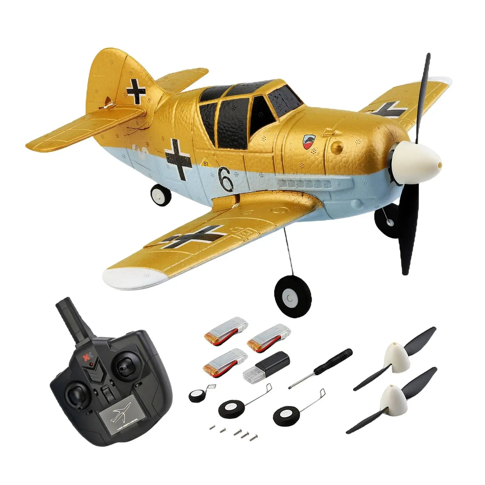 XK A250 2.4G 4 Channel EPP Foam Aircraft Remote Control Smart Balance RC Plane BF-109 Fighter Toy Ready to Fly