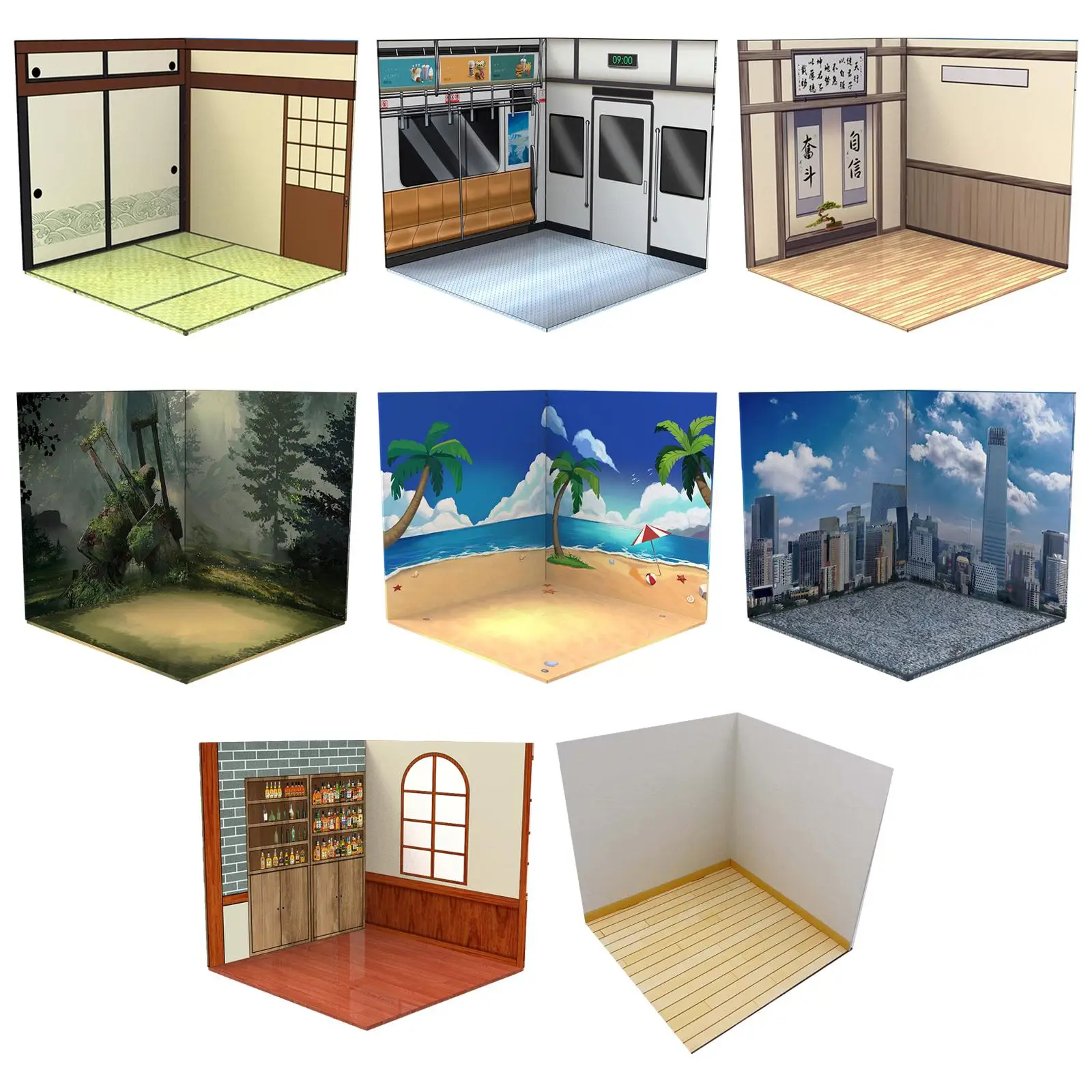 1:12 Backdrop Scene Background Showcase Layout for Action Figures Dolls