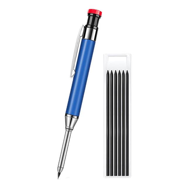 Metal Solid Carpenter Pencils Set Deep Hole Mechanical Pencil With Refill Marking Tool Woodworking Deep Hole Marker Pen