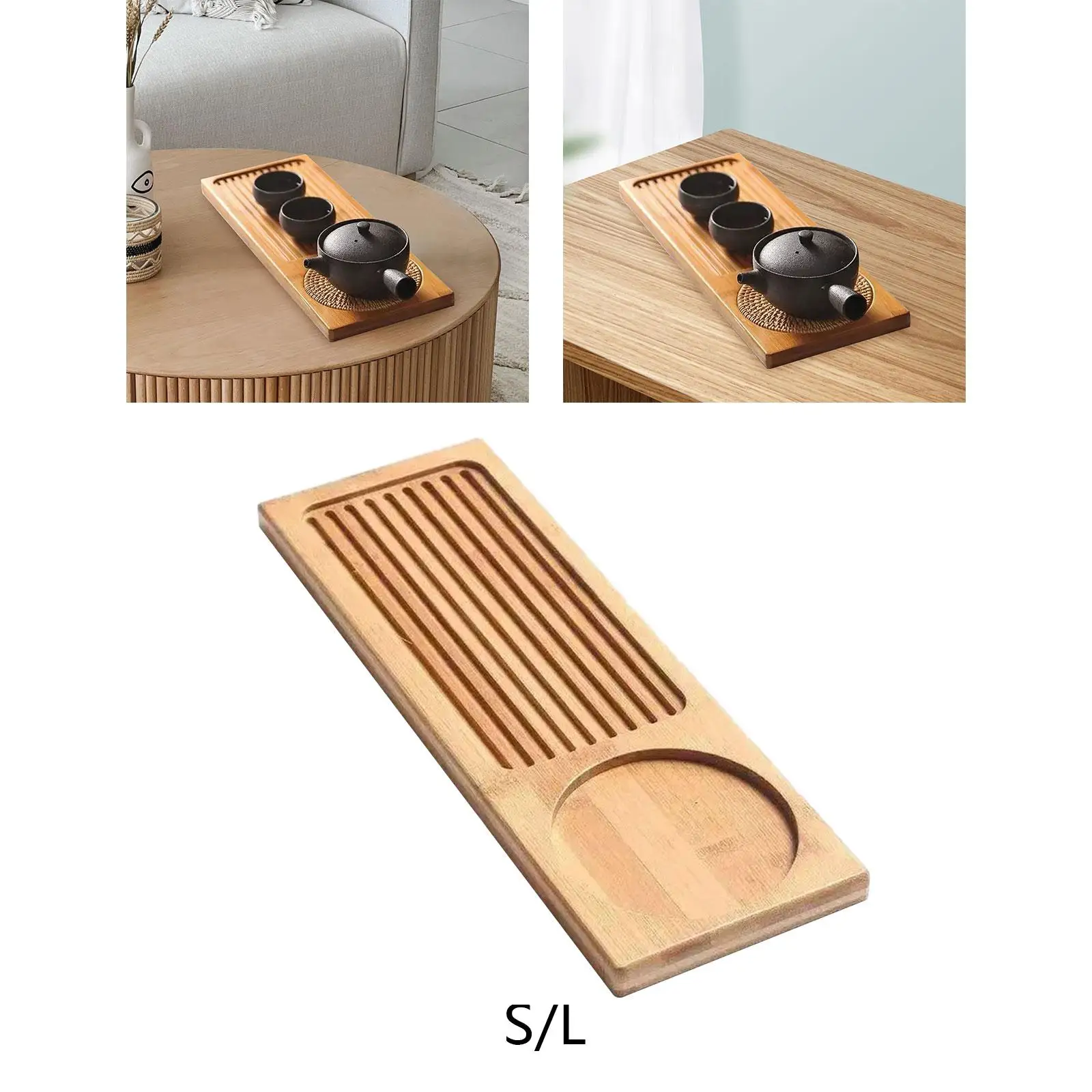 Bamboo Tea Tray Rustic Decoration Simple Easy to Clean for Tea Lover Tea Accessory Bamboo Chinese Tea Tray Tea Serving Tray