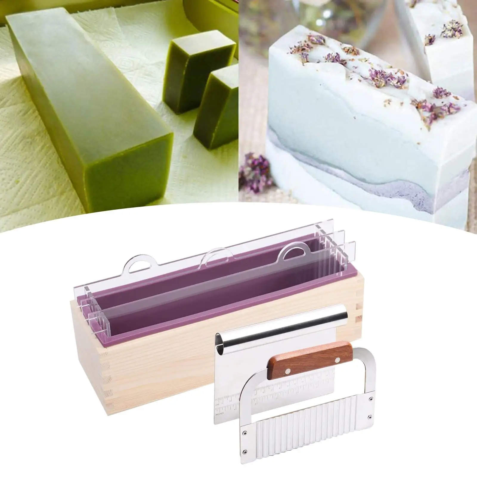 Wood Silicone Soap Mold Set with Acrylic Separators DIY Handmade Soap Making Supplies Soap Mould