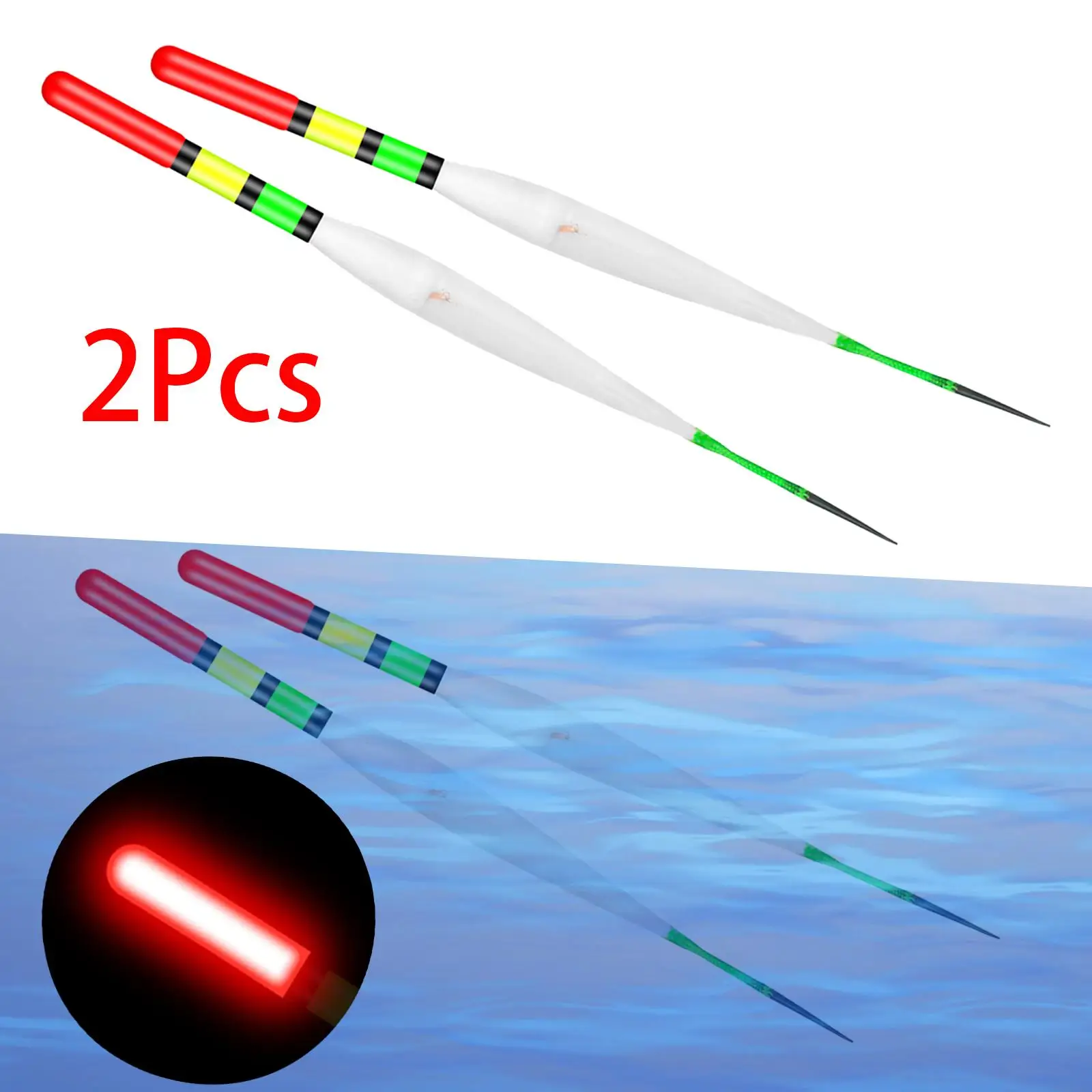 2x Fishing LED Floats High Sensitivity Bite Alarm Noctilucent Float