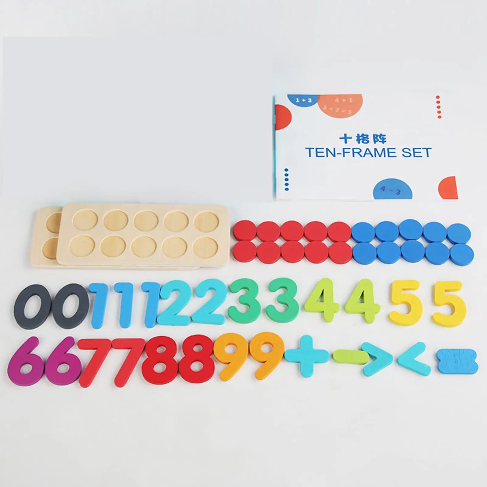 Ten Frame Set Classroom Demonstration Wooden Number Concepte Montessori Toys for Home Elementary Kindergarten Preschool Age 3+