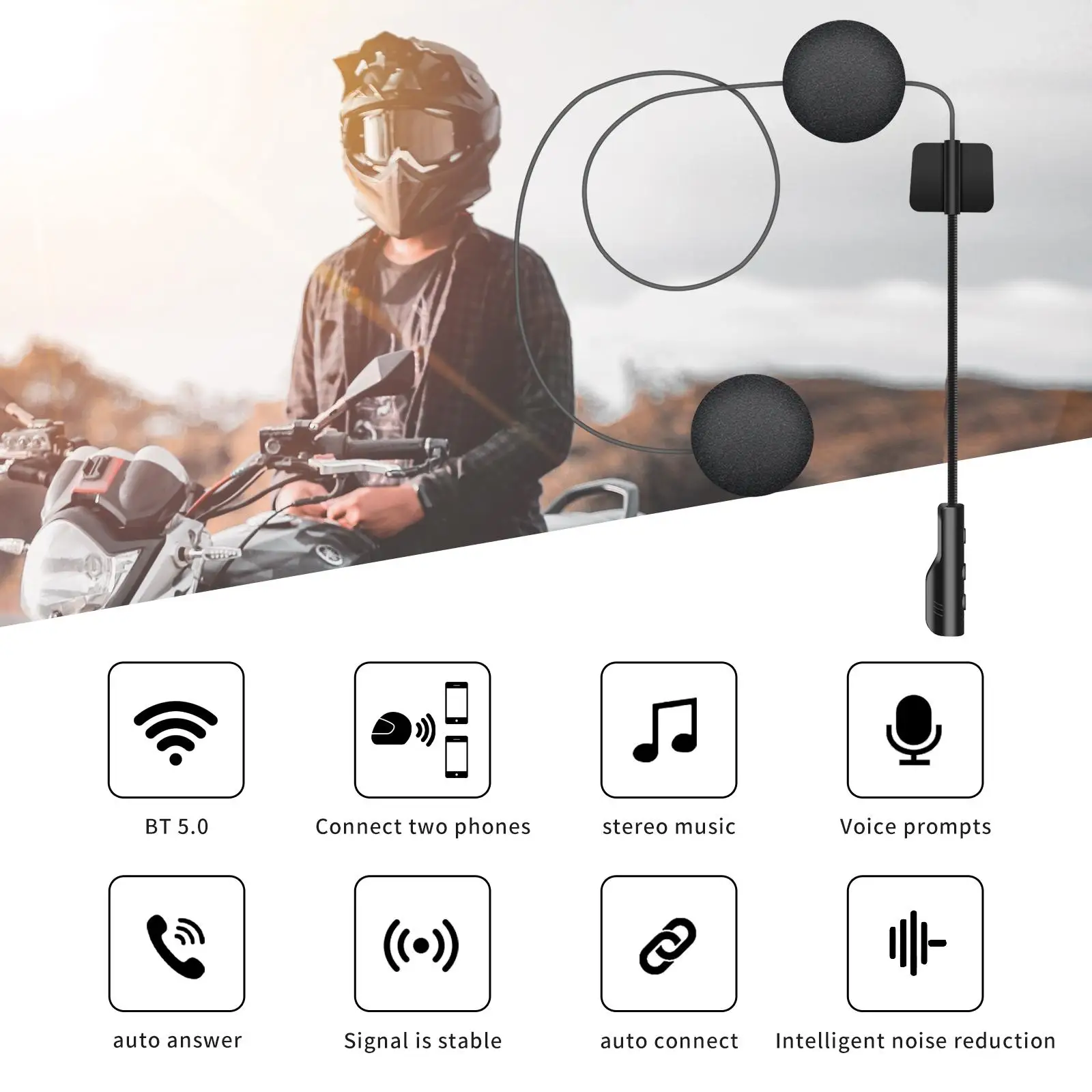 Motorcycle Bluetooth 5.0 Headset Noise Reduction Pro for Outdoor