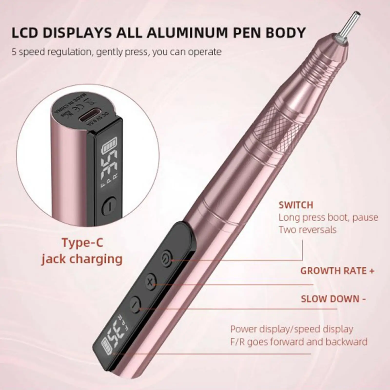 Electric Nail Drills Machine Electric Nail File Kits Compact Grinding 35000RPM Polishing Rechargeable Efiles Nail Drills