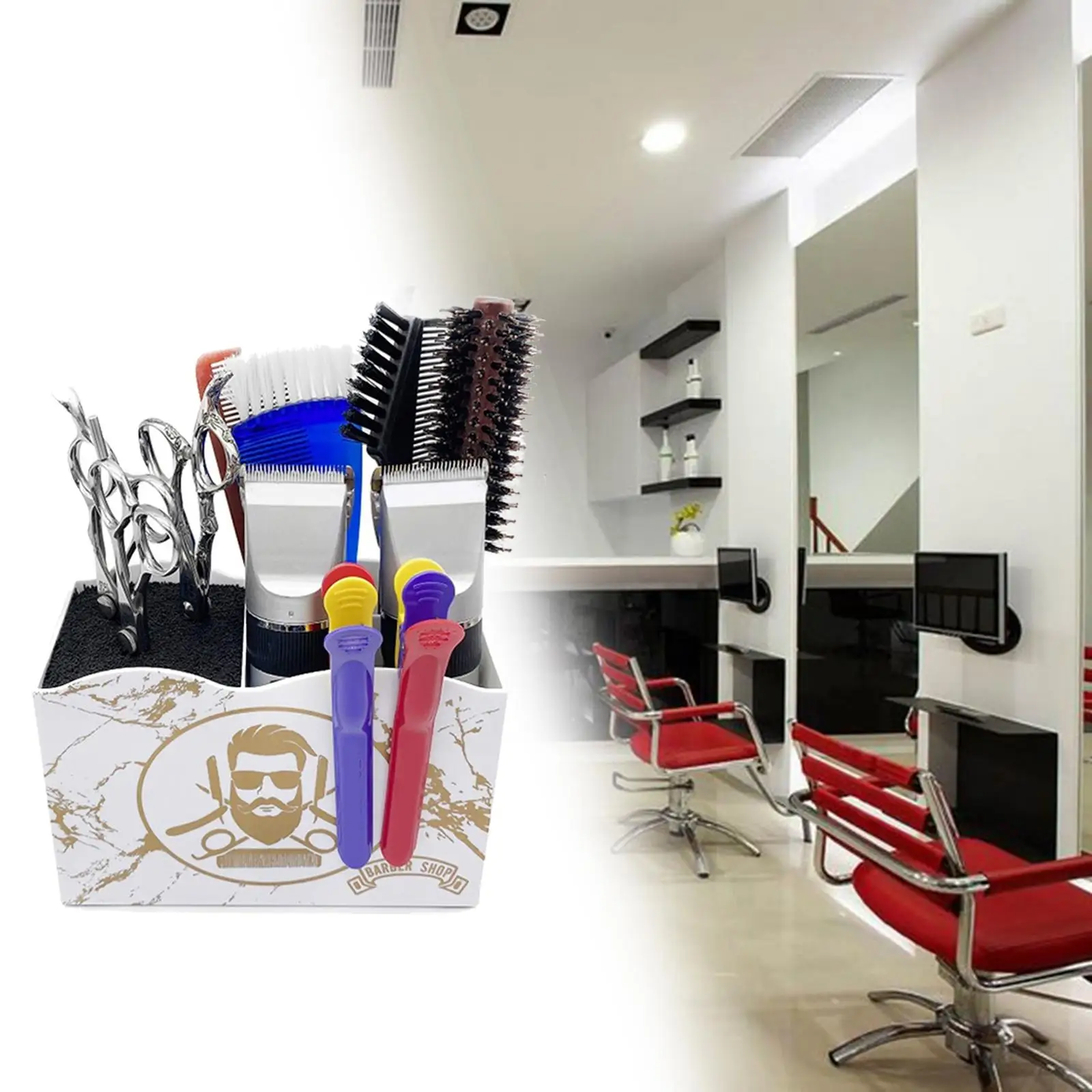 Hairdressing Tool Storage Box Scissors Comb Clips Holder Rack Cosmetic Organizer for Barber Styling Tool Storage Shear Holder