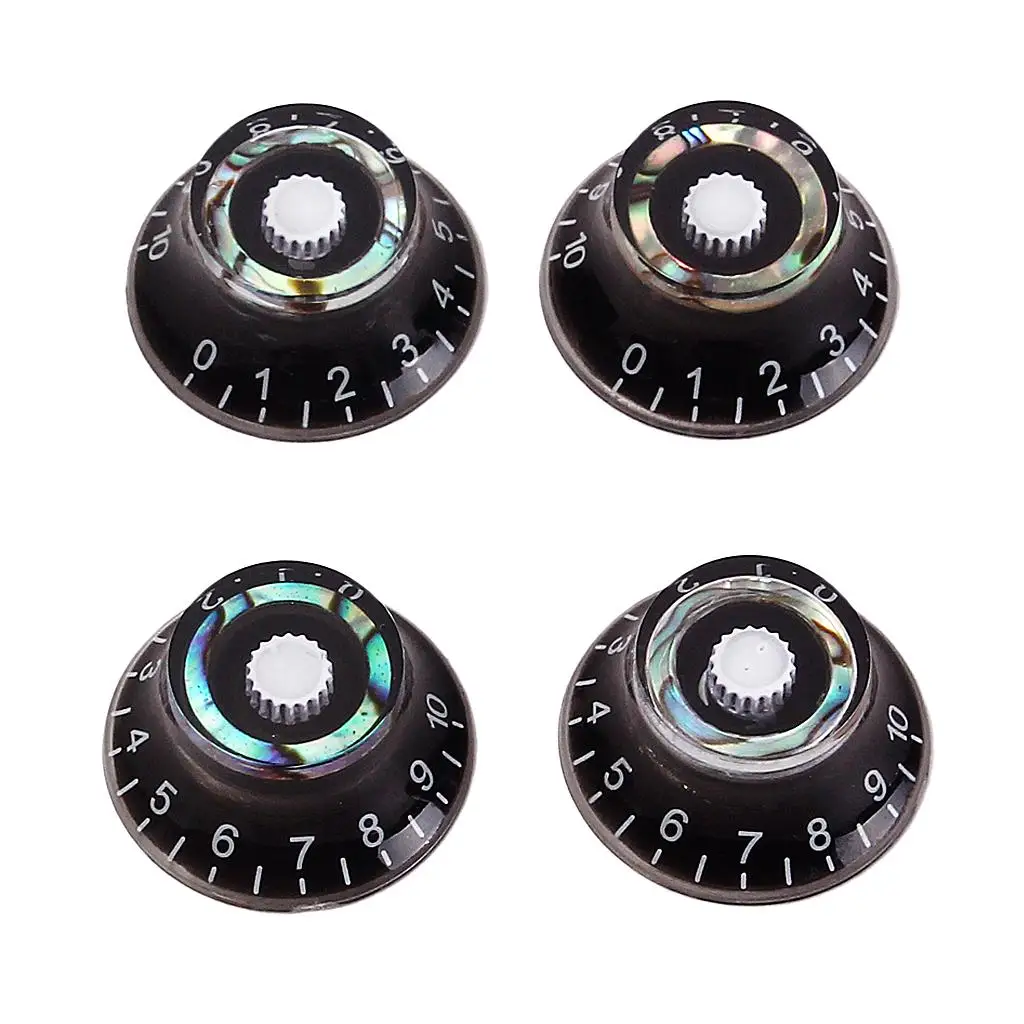 4x Acrylic Guitar Speed Volume Tone Control Knobs For  Black/Shell #2