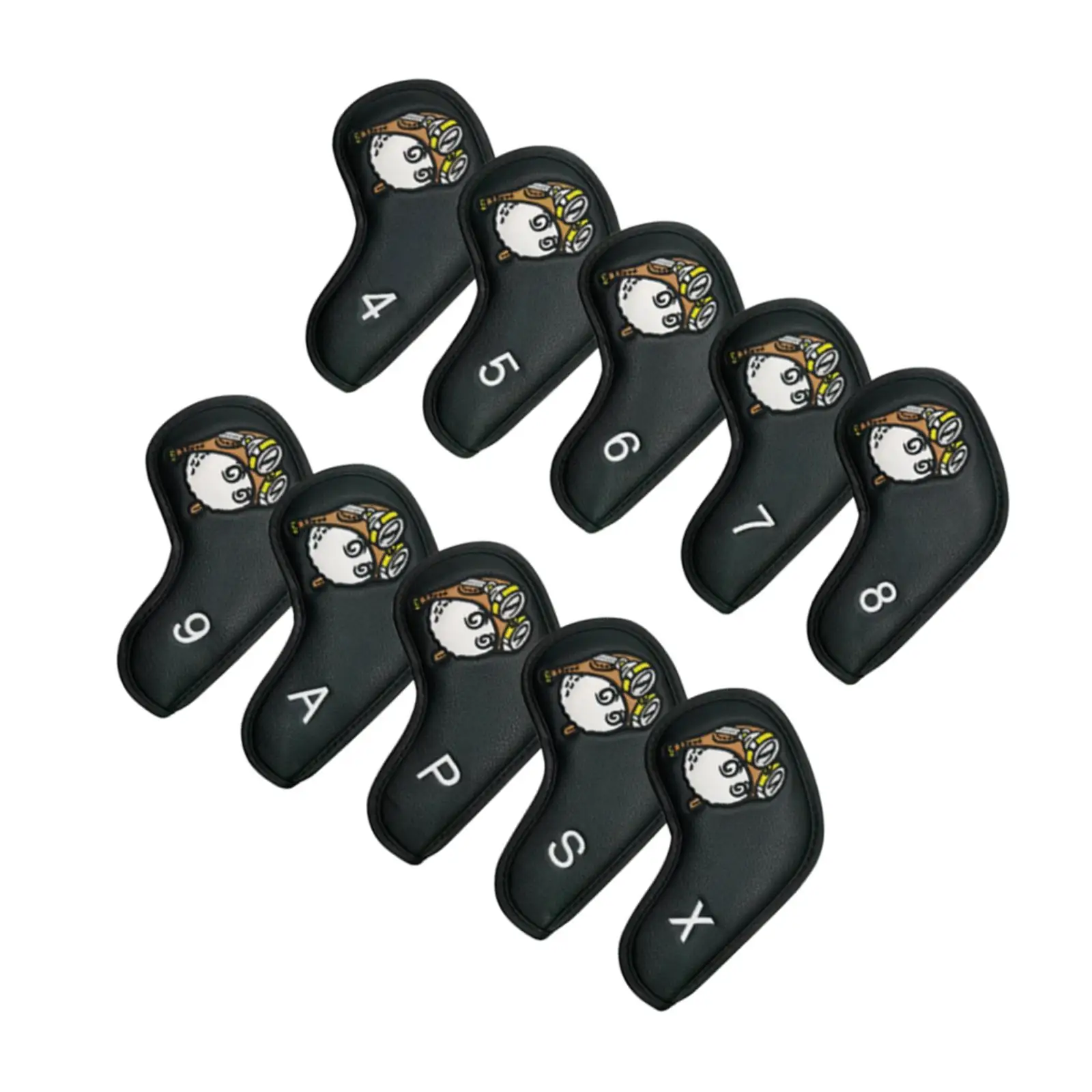 10 Pieces Golf Iron Head Covers Pilots Pattern 4-9,A P,S,x golfs Iron Headcover PU Leather Water Resistant Men Women Protector
