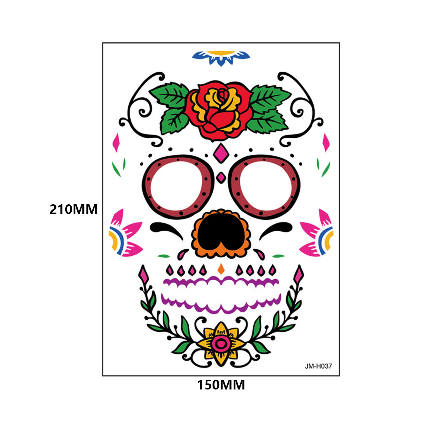 Best of 5 Sheets Halloween Temporary Face Tattoos, Day Of The Dead Sugar Skull Floral Black Skeleton Web Full Face Mask Stickers Tattoo Reviews & Tips - Image 4