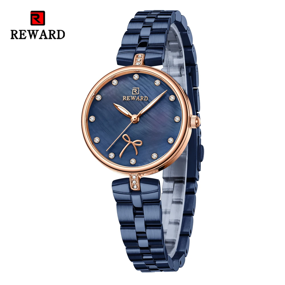 Price Review REWARD Simple Quartz Watch For Women Fashion Stainless Steel Watchband Wristwatches SEIKO Movement Ladies Wrist Watches Online Shop