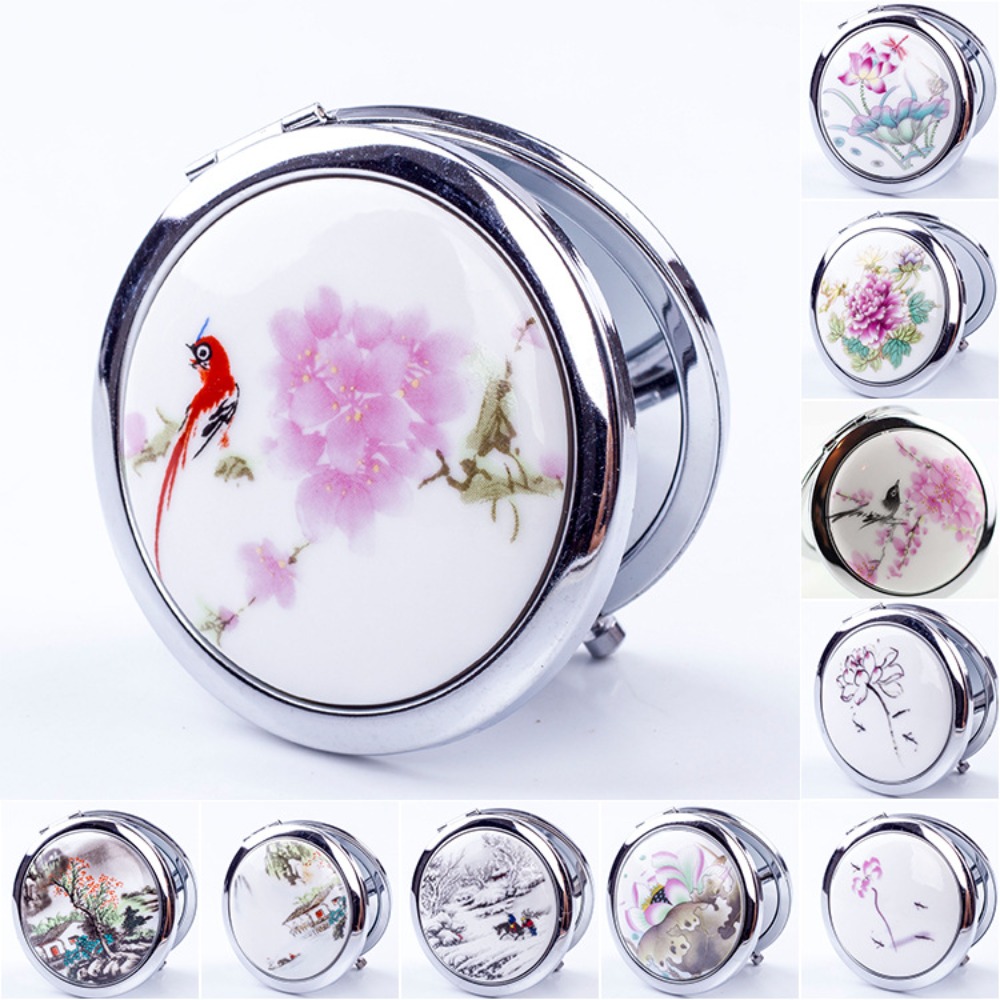 Best of Mini Makeup Compact Pocket Mirror Flower Butterfly Bamboo Metal Portable Two-side Folding Makeup Mirror Vintage Cosmetic Mirrors Reviews & Tips