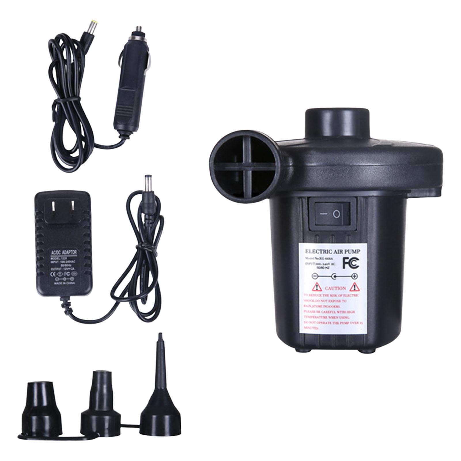 Electric Air Pump Portable ,with 3 Heads Nozzle Two Way Inflator Deflator for  Air Beds Cushions Mattress Boats Outdoor Camping