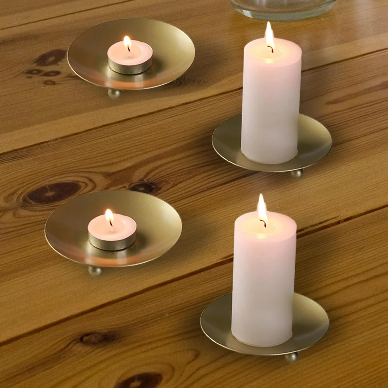 Metal Plate Candle Holder Table Centerpiece Small Candle Tray Wedding Candle Plate for Hotel Livingroom Table Party Dinner Party