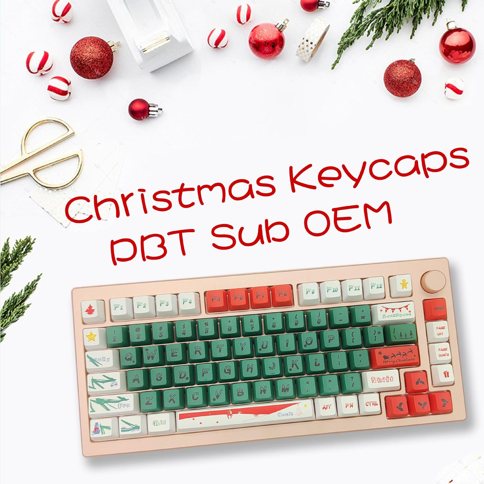 123-Key PBT Keycaps Christmas Style Mechanical Keyboard Keycaps for 61/ 64 /68 /87/ 96 /98 /108