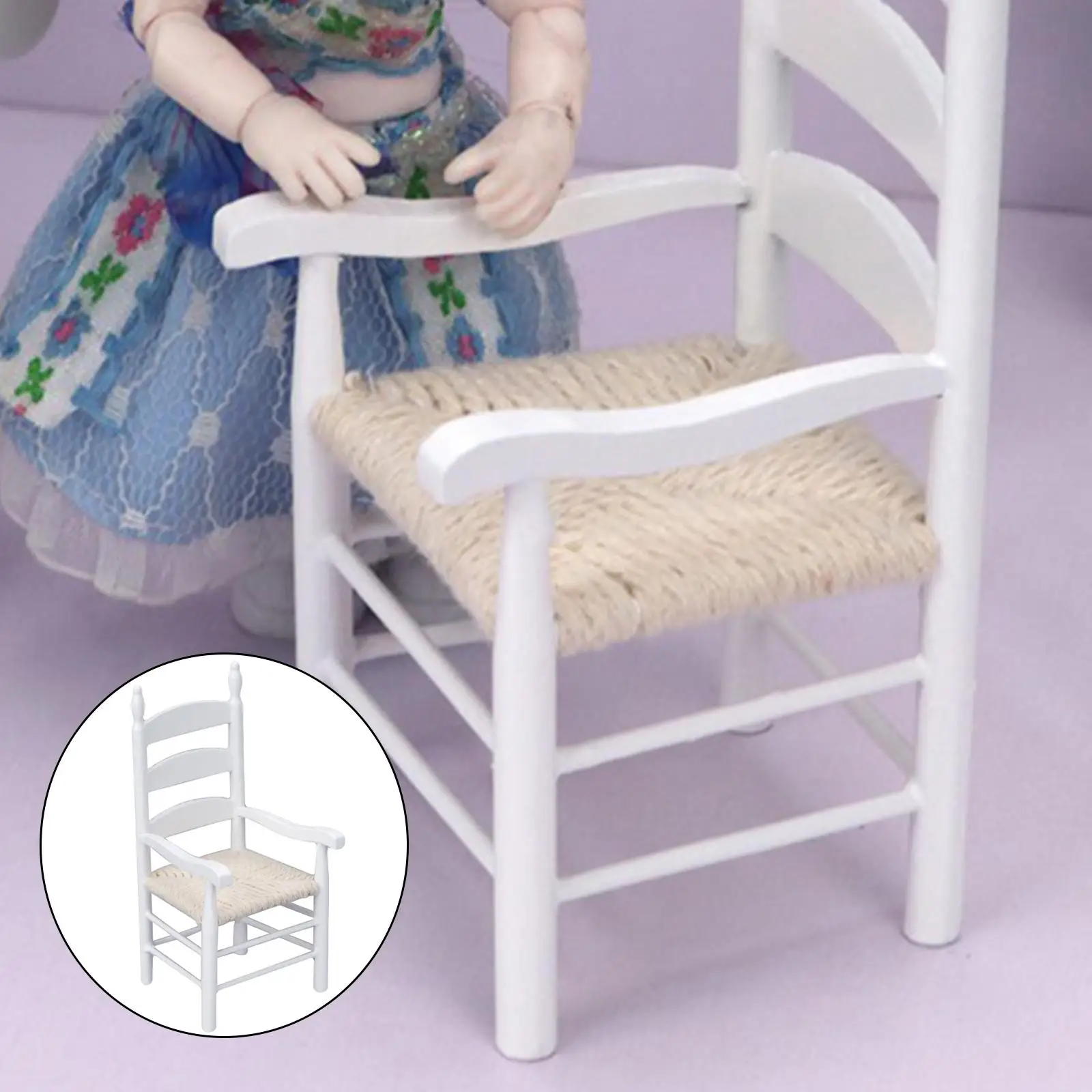 Modern 1:12 Wooden Chair Mini Dollhouse Scenery Life Scene Living Room Bedroom Home Furniture Model Toys Decoration