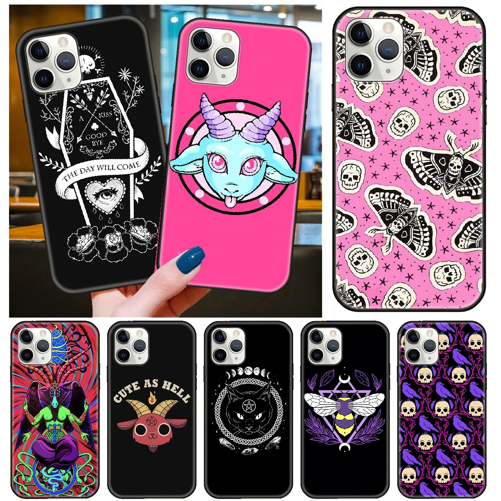 Phone Case For Apple IPhone 13 12 11 Mini Pro MAX SE X XS XR 8 7 6 S Plus Black Cover Hoesjes Art Prime Soft Goth Skeleton 13 pro cases