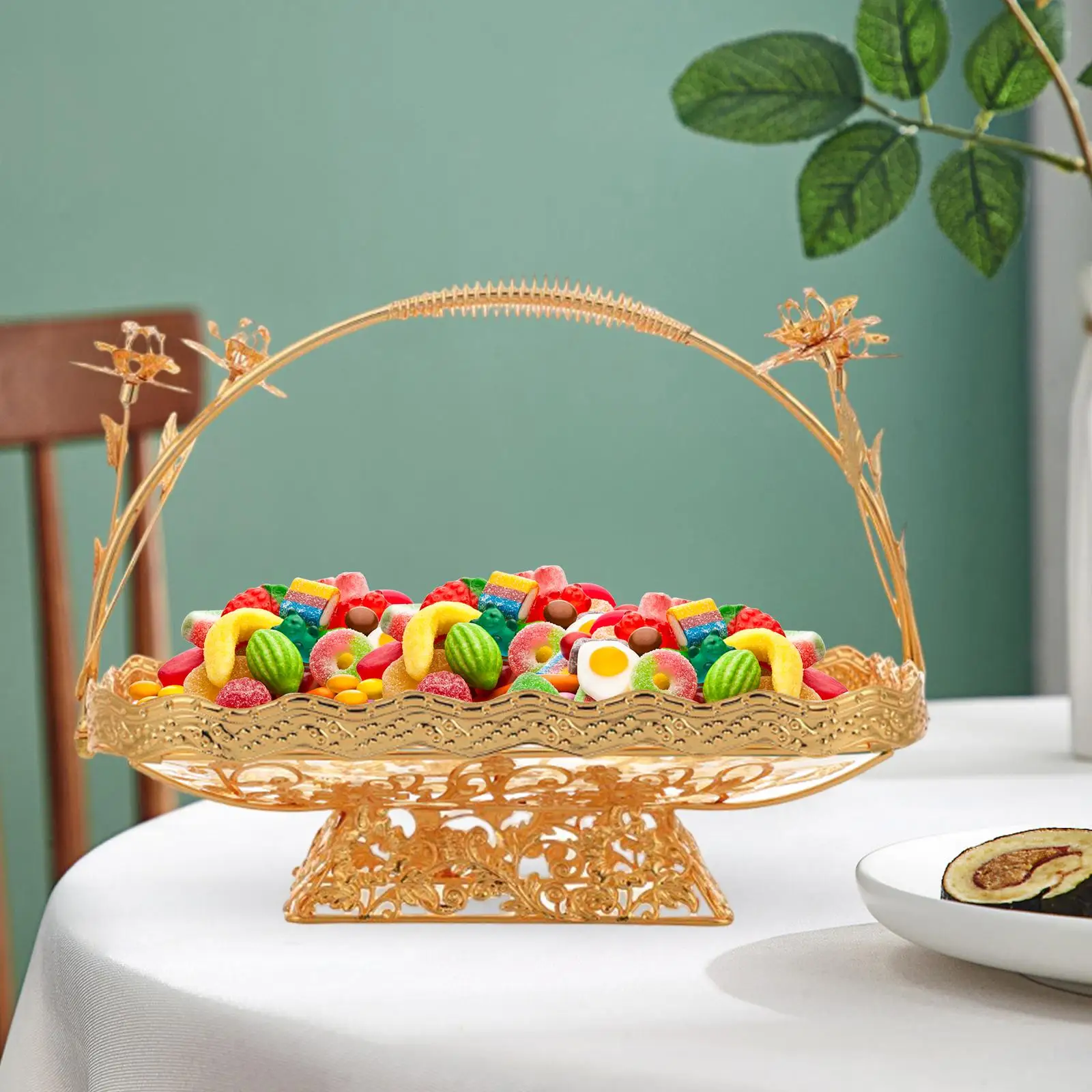 Multipurpose Fruit Basket Serving Tray Snack Display Basket Dessert Tray Platter for Restaurant Kitchen Countertop Home