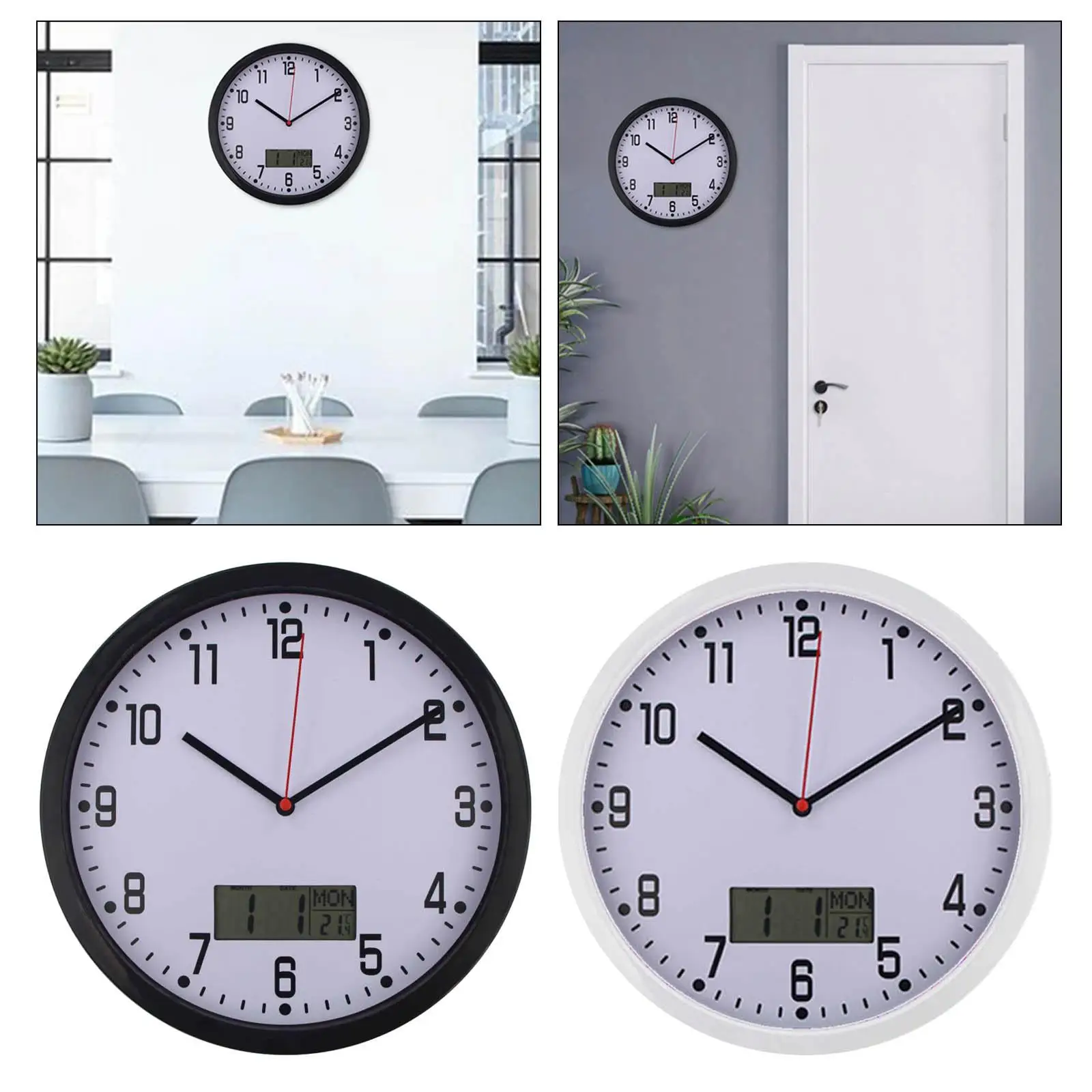 Modern Minimalist Wall Clock with Date And Temperature Large Display Clocks