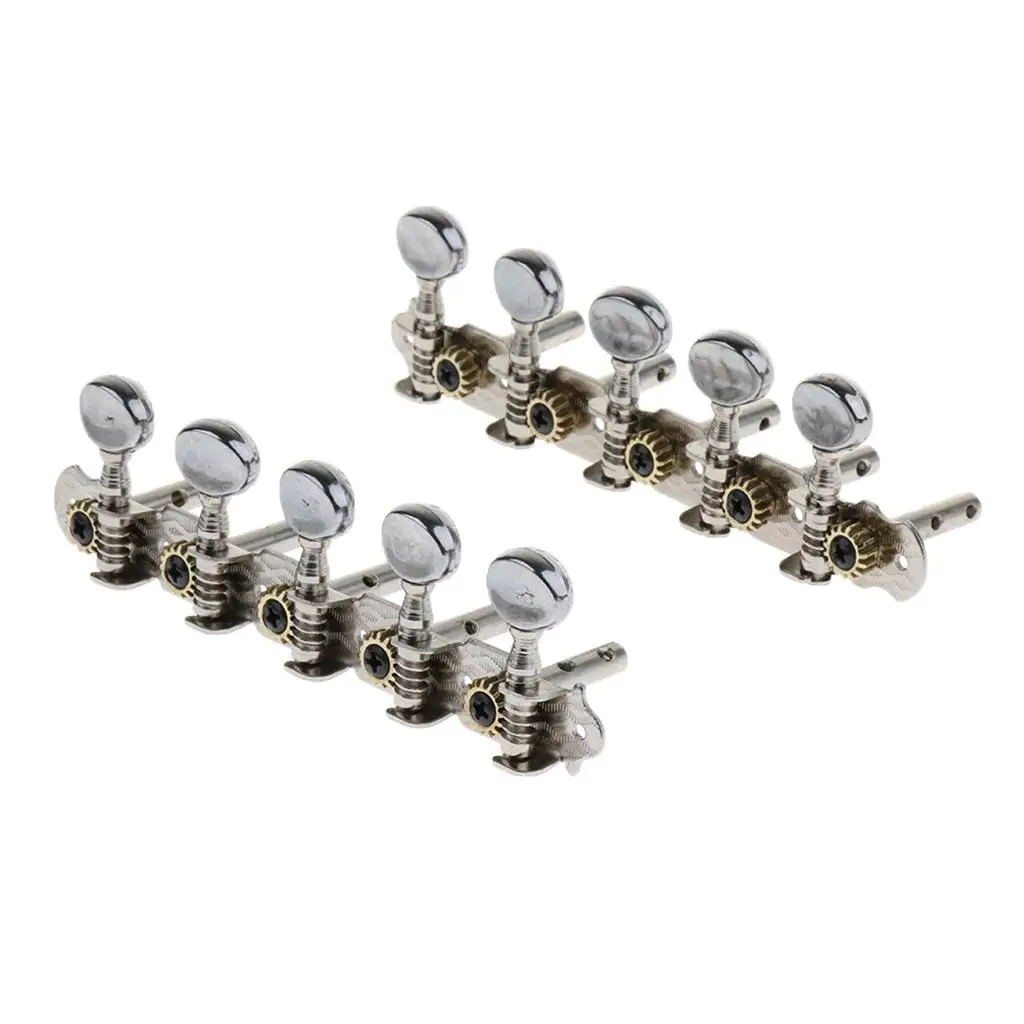 Durable 5R5L Metal String Tuning Pegs Machine Heads DIY for 10 String Guitar Parts, Silver
