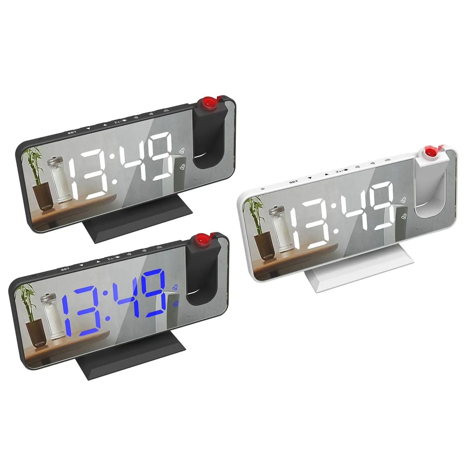 Digital 180 Projector Alarm Clock Large Screen Snooze Function Plug Dual Alarm Clock for Heavy Sleeper Elders Bedroom