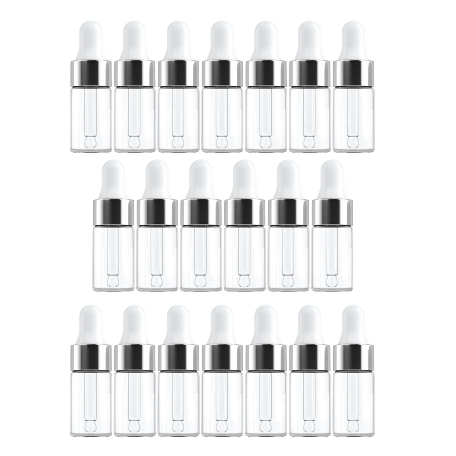 20x Empty Essential Oil Bottle Refillable Oil Containers Lightweight Glass Bottle Dropper Bottles for Travel Home Office Massage