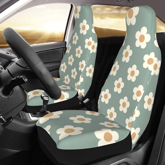 Blue Daisies Flower Car Seat Covers hot Pair, 2 Front Seat Covers, Car Seat Protector, Car Accessory, Seat Cover For Car