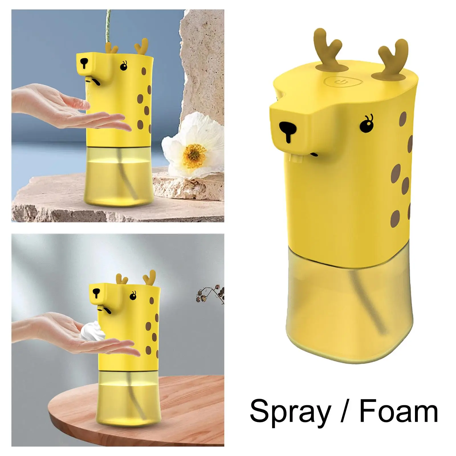 320ml Automatic Soap Dispenser Motion Sensor Non Contact Waterproof Cute Deer Hand Free for Bathroom Preschool Children Kitchen