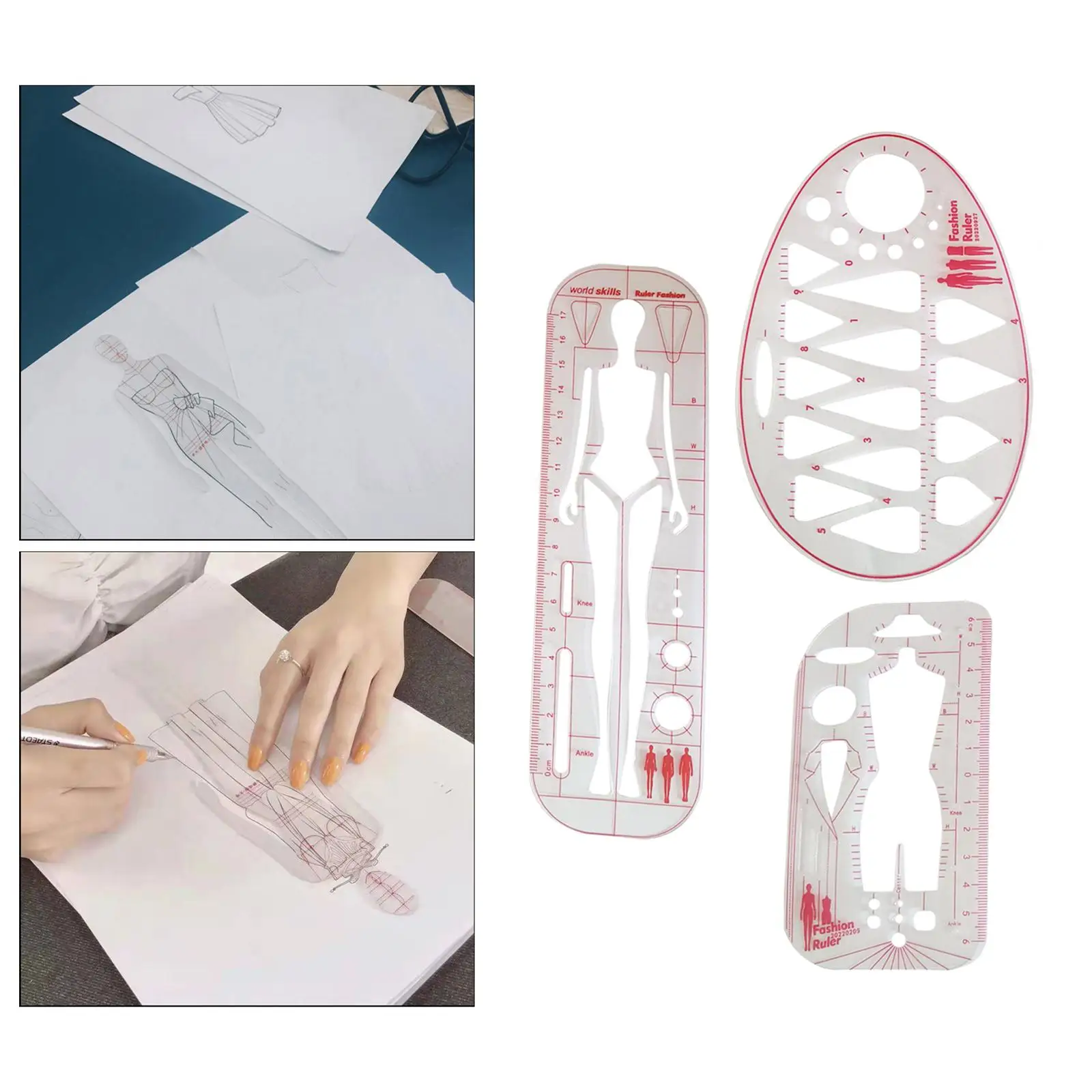 Fashion Drawing Template Ruler Tailors Transparent Clothing Measuring Lightweight Garment Design Sewing Humanoid Patterns Design