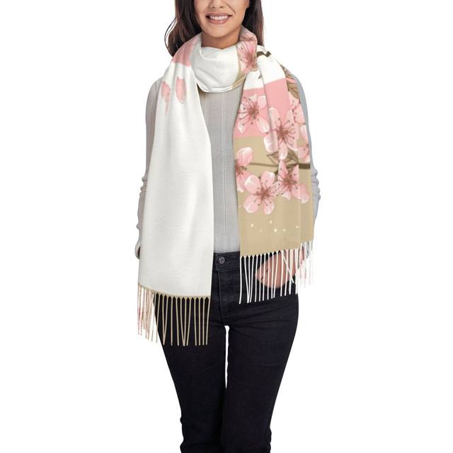 Personalized Printed Cherry Blossom Sakura Floral Pattern Scarf