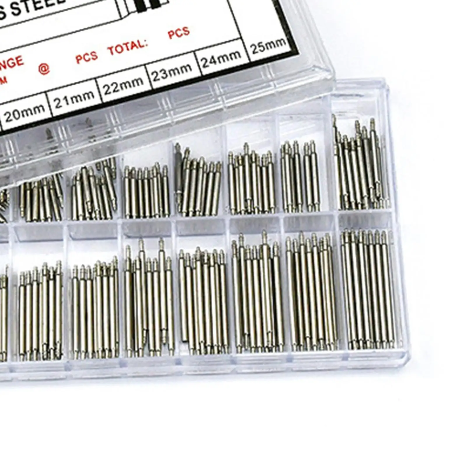 360x Stainless Steel Watch Band Spring Bars 8mm-25mm Double Flange Strap Link Pins for Repair Replacment 18 Sizes Straight Pin