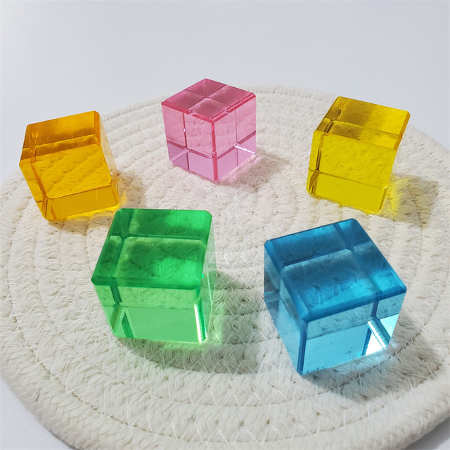 レインボーアクリル宝石キューブスタッキングブロック半透明宝石
