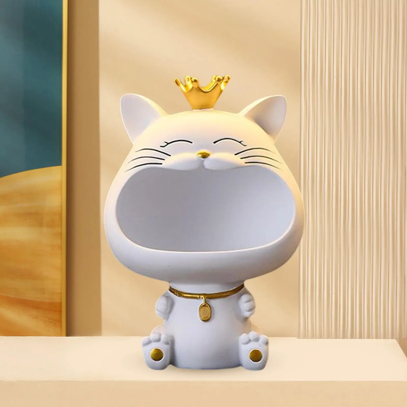 Modern Cat Figurine Snack Holder Abstract Sculpture Candy Sorting Storage Box for Party Home Office Decoration Birthday Gift