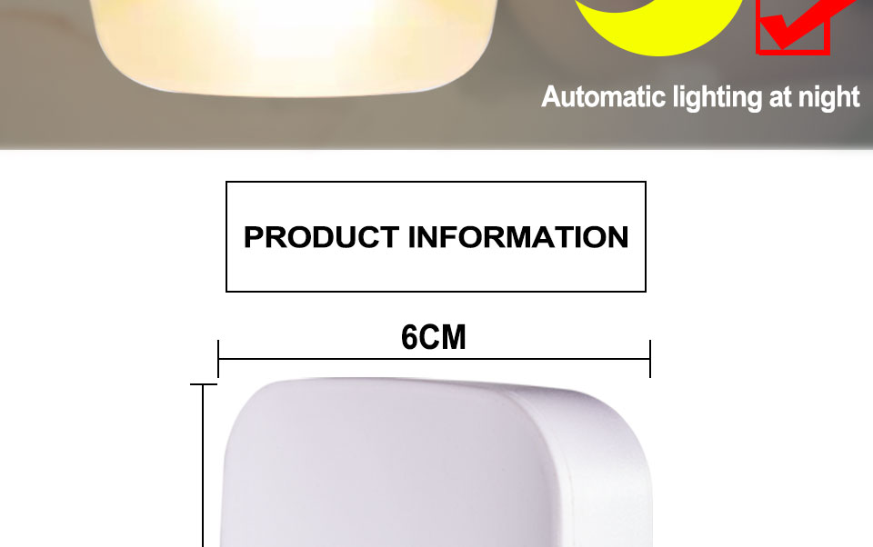LED Night Light Wireless Light control Sensor Dusk-to-Dawn Night Lights For Baby Kids Bedside Bedroom Corridor Lamp EU US Plug