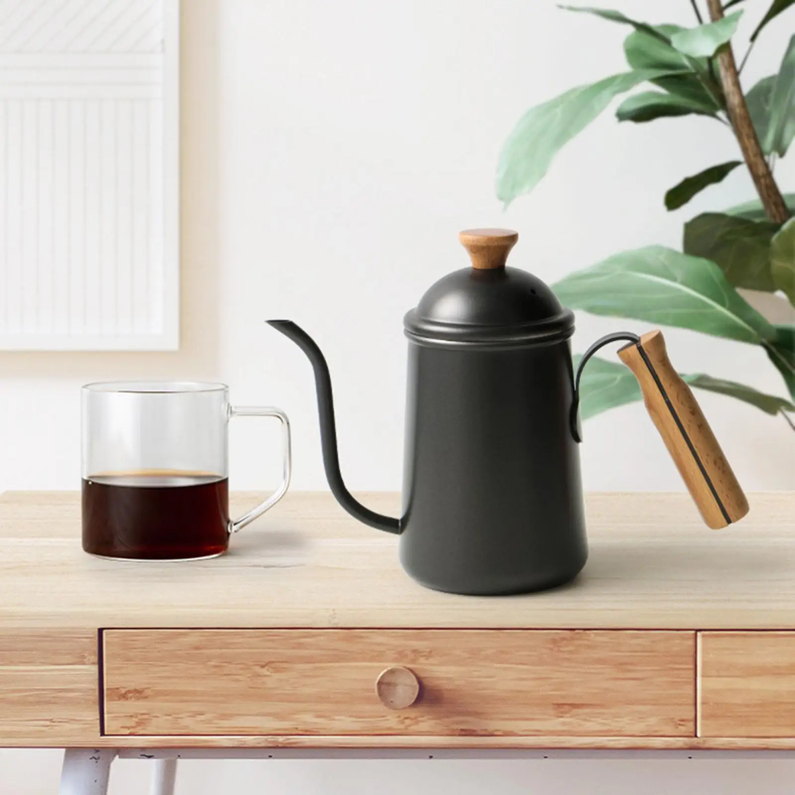 Neck Tea Pot Coffee Maker Kettle Long Narrow Coffee Drip Pot for Home Kitchen