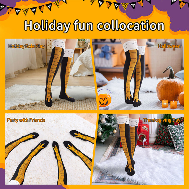 PFLYPF 2 Paires De Chaussettes Pieds De Poulet, Chaussettes Amusantes Et Chaudes Pour L'Hiver - Cadeau Amusant - Accessoires De Vêtements (Noir Et