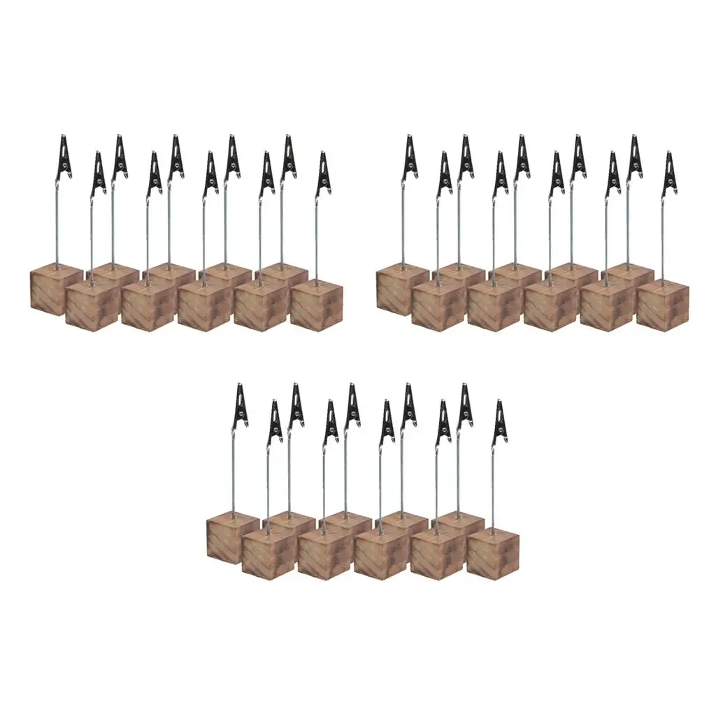30 Pieces Fire  Wooden Base Wire Photo Clip Wedding Table  Holders