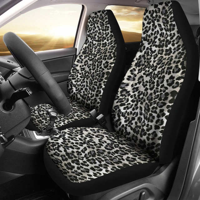 Gray Cheetah Leopard Pattern Print Seat Cover Car Seat Covers Set 2 Pc Car Accessories Car Mats AliExpress